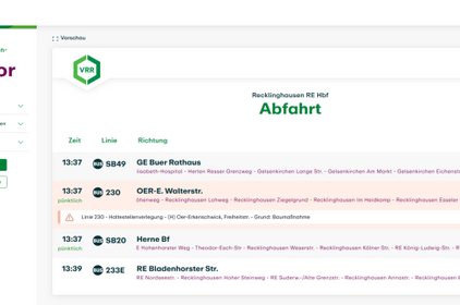 Darstellung des Abfahrtsmonitor exemplarisch für Recklinghausen Hbf