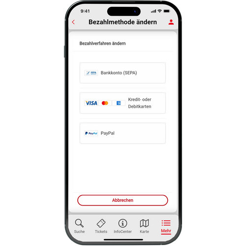 Vestische App Bezahlmethode ändern