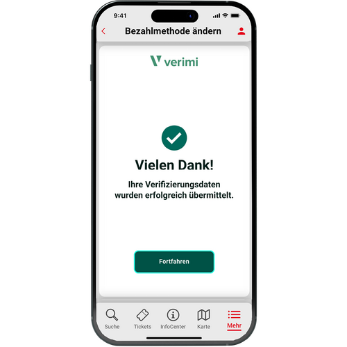 Vestische App Lastschrift Verifizierung übermittelt