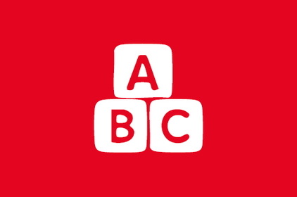 Rote Grafik mit drei weißen Bausteinen. Auf den Bausteinen stehen die Buchstaben A, B und C.