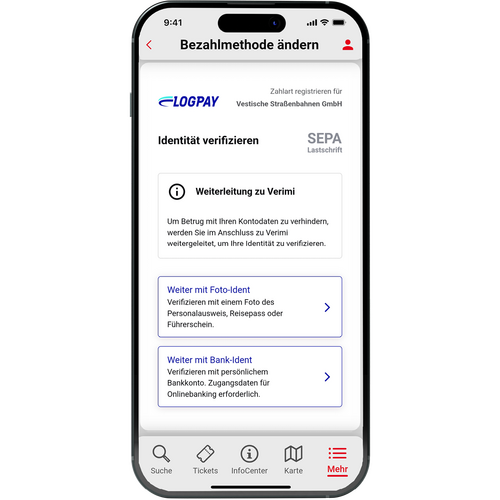 Vestische App Lastschrift Auswahl