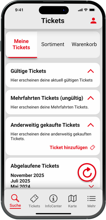 Vestische App: Meine Tickets