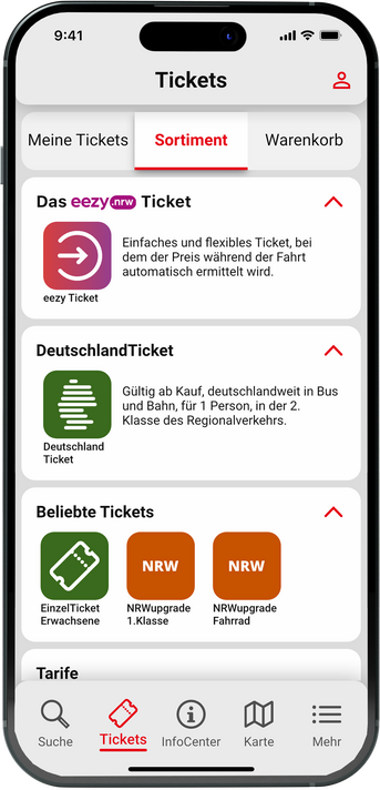 Vestische App Ticketsortiment