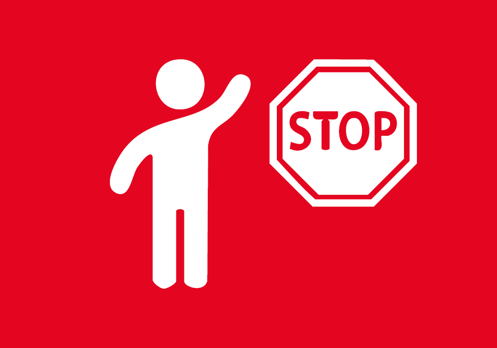 Männchen neben Stoppschild