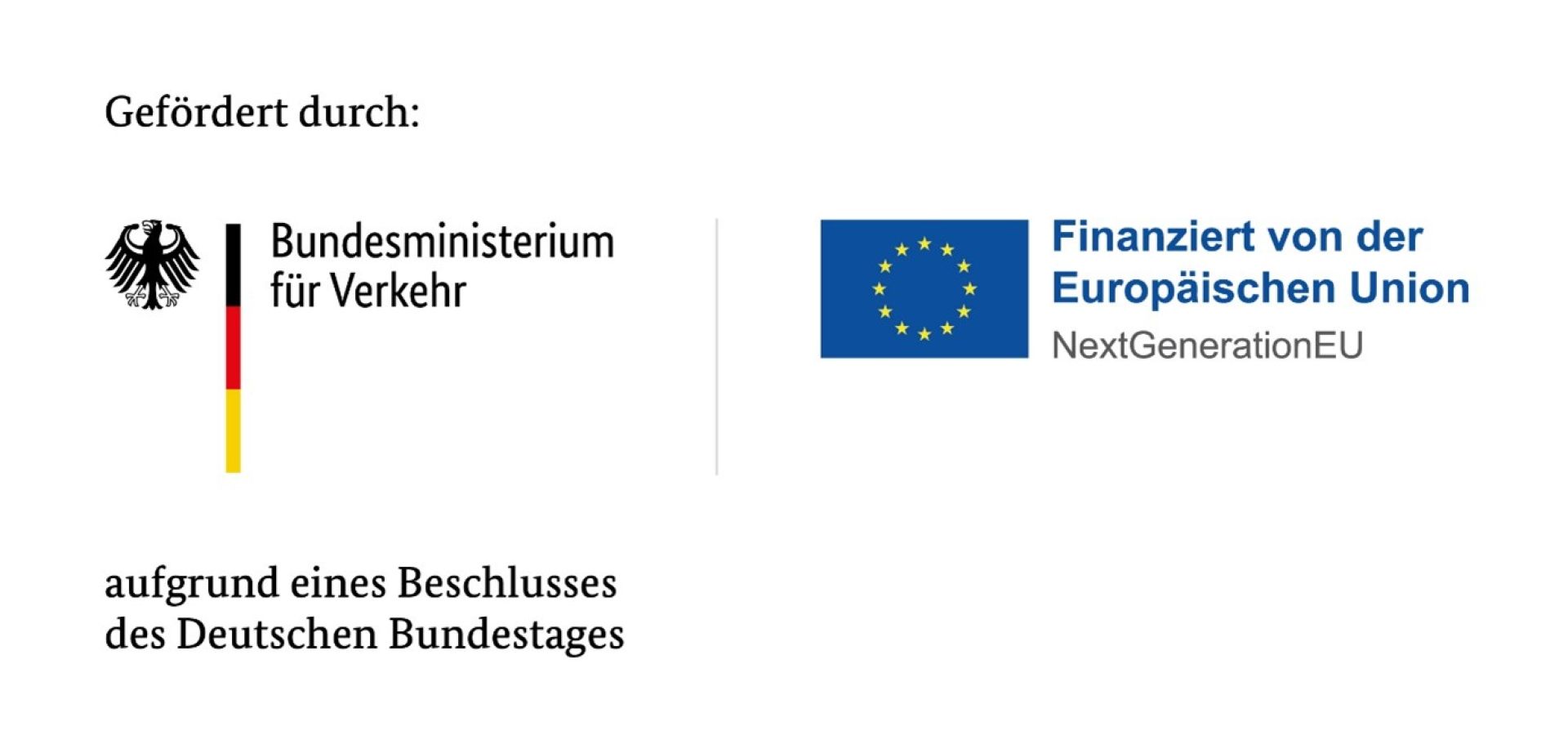 Grafik zur Förderung mit dem Logos des Bundesministeriums für Verkehr und der Europäischen Union.
